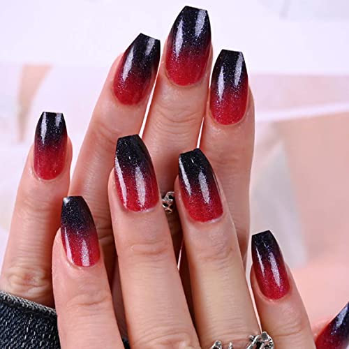 ?Black & Red Acrylic Nails?