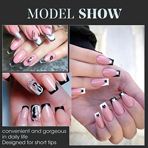 Chic Black Short Acrylic Nails, Durable and Easy Application - Image 7