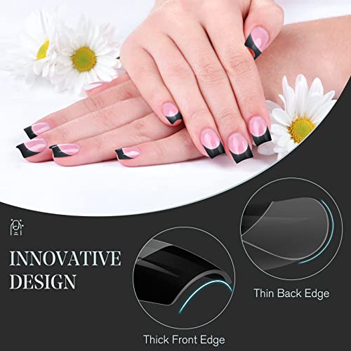 Chic Black Short Acrylic Nails, Durable and Easy Application - Image 2