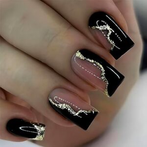 Black Sparkle Acrylic Nails