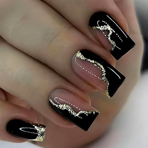 Black Sparkle Acrylic Nails