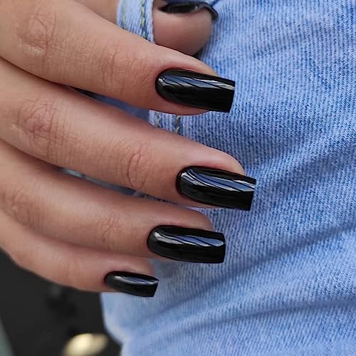 Black Square Acrylic Nails - Image 2