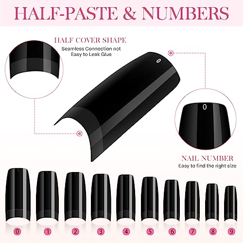 Black Tip Acrylic Nails, 24 Count, Durable, Stylish, Salon Quality - Image 3