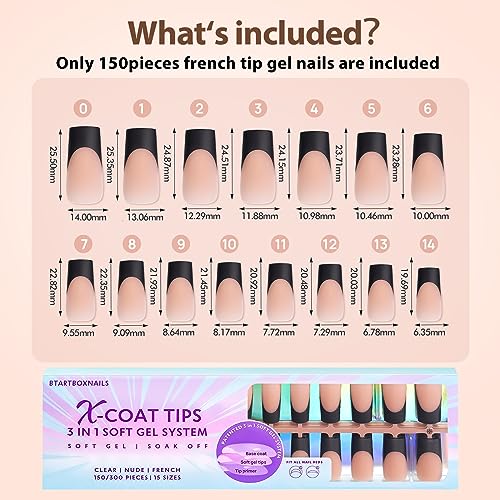 24 Count Black Tip Acrylic Nails Set Durable Easy-to-Apply for a Perfect Manicure - Image 6