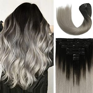 Black to Silver Ombre Hair Extension