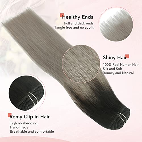 Black to Silver Ombre Hair Extension - Image 4