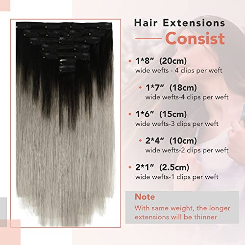 Black to Silver Ombre Hair Extension - Image 2