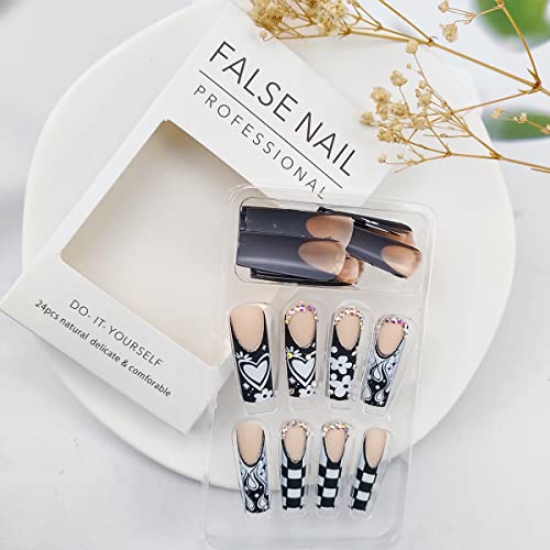 ?Black & White Flame Acrylic Nails? - Image 4