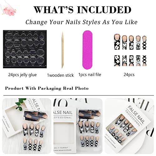?Black & White Flame Acrylic Nails? - Image 5