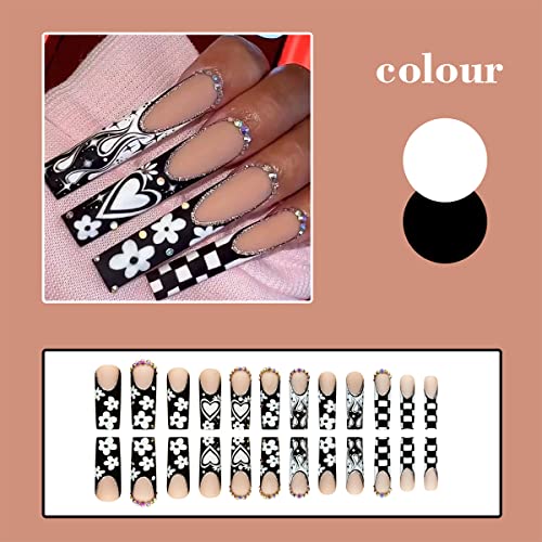 ?Black & White Flame Acrylic Nails? - Image 2