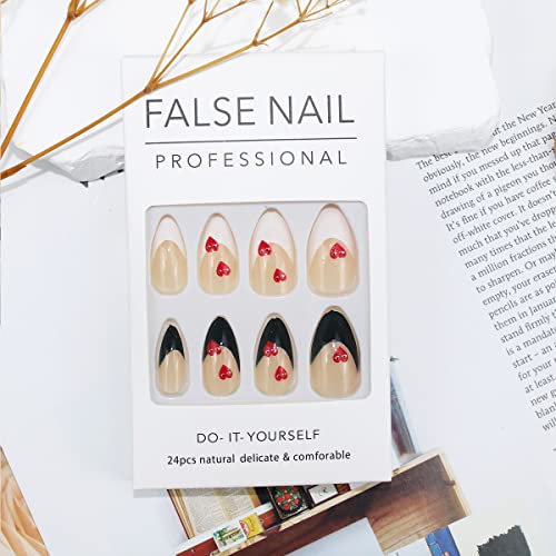 ?Black, White, Red Acrylic Nails? - Image 2