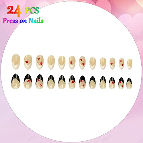?Black, White, Red Acrylic Nails? - Image 4