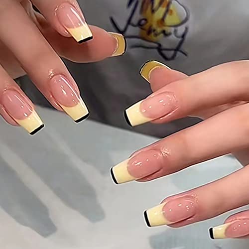 ?Black & Yellow Acrylic Nails?