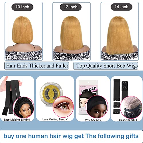14-Inch Blonde Bob Human Hair Wig for Women Natural Look and Feel - Image 5