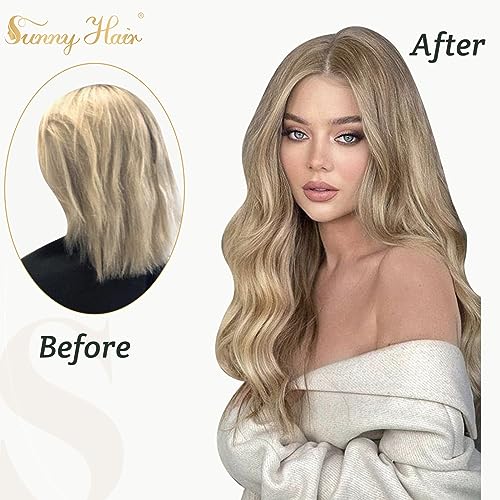 20 Inch Blonde 100% Human Hair Clip-In Extensions, Full Head Set - Image 3