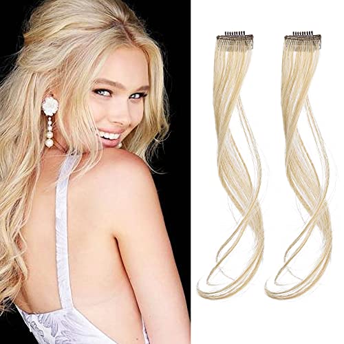 100% Remy Blonde Clip-In Human Hair Bangs for Easy Style Change, 14 Inch
