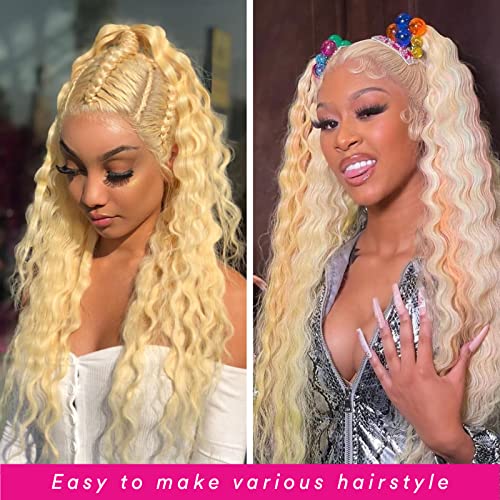 Blonde Curly 13x4 Lace Front Wig 100% Human Hair Comfortable Fit - Image 4