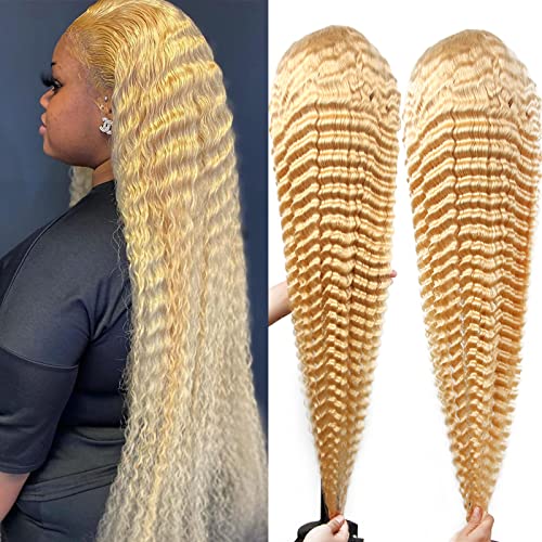 Blonde Curly 13x4 Lace Front Wig 100% Human Hair Comfortable Fit