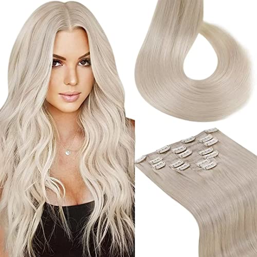18 Inch Blonde Remy Straight Clip-In Human Hair Extensions for Women