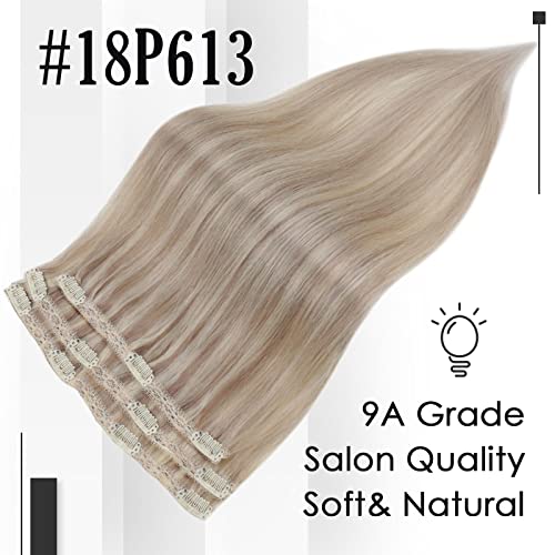 18 Inch Blonde Remy Human Hair Clip-In Extensions for a Natural Look - Image 2
