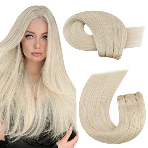 Blonde human hair weave.