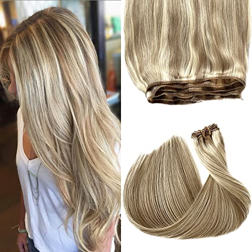 18 Inch Blonde Human Hair Weft Extension for Natural Look and Easy Styling