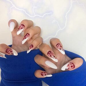 Blood Splatter Design Acrylic Nails Set for Unique Bold Nail Art 24 Count
