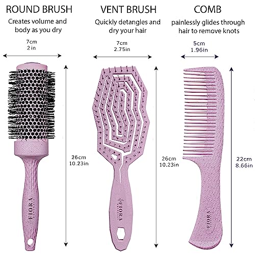 3-in-1 Blow Dry Brush Set with Heat Protection and Ergonomic Grip for Effortless Styling - Image 3