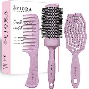 3-in-1 Blow Dry Brush Set with Heat Protection and Ergonomic Grip for Effortless Styling