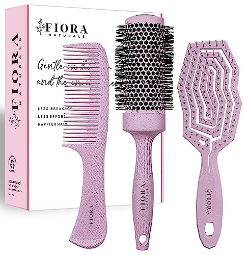 3-in-1 Blow Dry Brush Set with Heat Protection and Ergonomic Grip for Effortless Styling