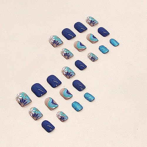 Blue Acrylic Nail Design Ideas for Stylish Trendsetting Nail Art 12 Piece Set - Image 4