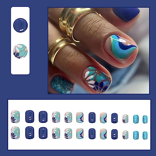 Blue Acrylic Nail Design Ideas for Stylish Trendsetting Nail Art 12 Piece Set - Image 2