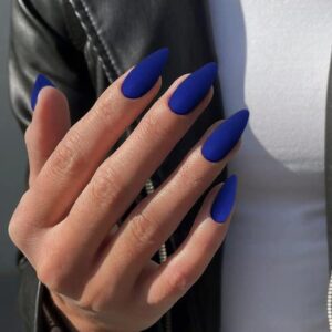 Blue Almond Shaped Acrylic Nails - 24 Piece Set, Durable & Stylish