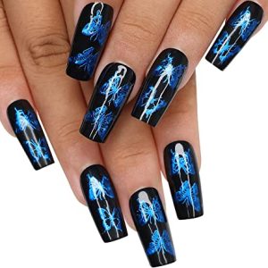 Stylish Blue and Black Acrylic Nail Art Design Kit for Creative Manicures