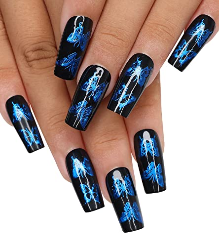 Stylish Blue and Black Acrylic Nail Art Design Kit for Creative Manicures