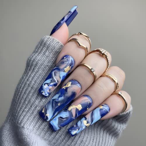Blue and Gold Acrylic Nail Design Kit for Stunning Manicures 12 Colors