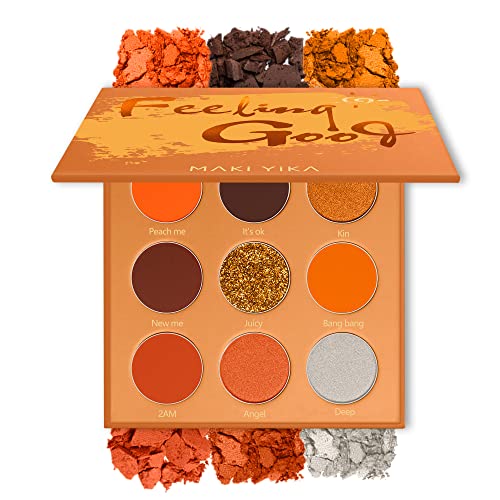 Blue and Orange Eyeshadow Palette for Vibrant Eye Makeup Looks, 12 Shades