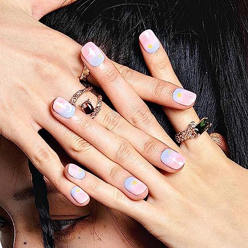 Blue and Pink Ombre Acrylic Nail Design for Stylish and Trendy Manicures - Image 2