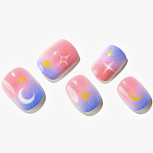 Blue and Pink Ombre Acrylic Nail Design for Stylish and Trendy Manicures