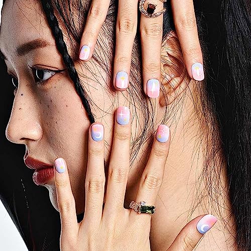 Blue and Pink Ombre Acrylic Nail Design for Stylish and Trendy Manicures - Image 5