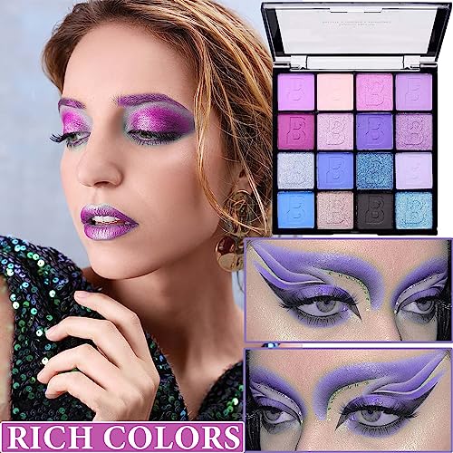 **New! 12-Shade Blue and Purple Eyeshadow Palette for Vibrant Eye Makeup Looks** - Image 2
