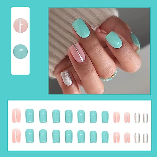 Blue and silver acrylic nails for a stunning look. - Image 2
