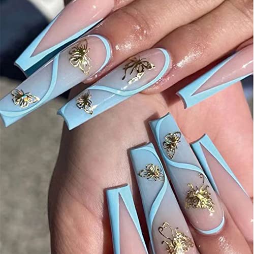 Blue Ballerina Shaped Acrylic Nail Design Set for Elegant Nail Art and Styling