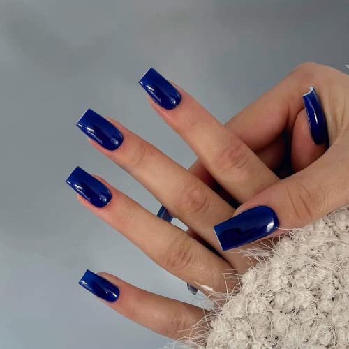 Blue Bandana-Inspired Acrylic Nail Design Set for Stylish Nail Art Enthusiasts