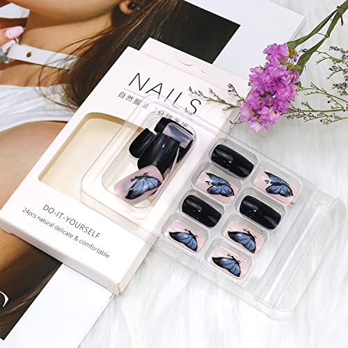 24 Count Blue Butterfly Stick On Nails, Medium Size, Easy Application for Any Occasion - Image 6