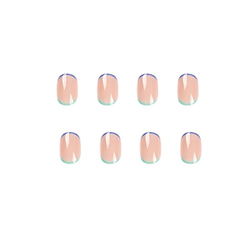 Blue French Tip Acrylic Nails - Image 2