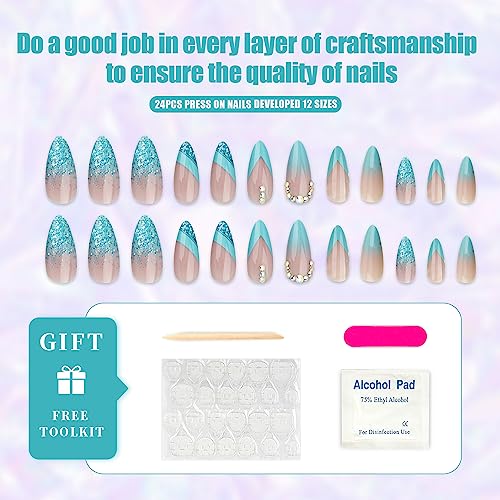 Stylish Blue French Tip Acrylic Nail Art Set Durable Design for All Occasions - Image 2