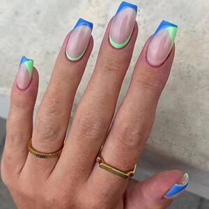 Stylish Blue Green Acrylic Nail Design Ideas for Trendy Nail Art