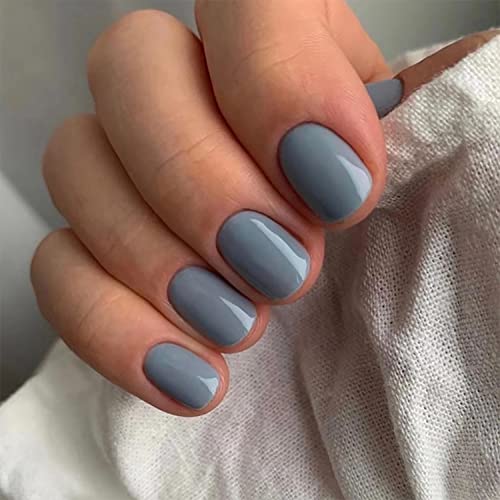 Blue Grey Acrylic Nail Design Kit for Elegant Stylish Manicures