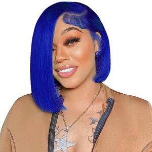 Blue Human Hair Bob Wig